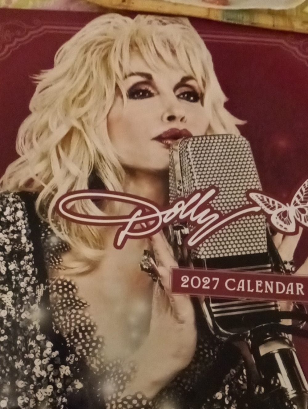 2027 Wall Calendar - Maroon Cover with Silver Microphone